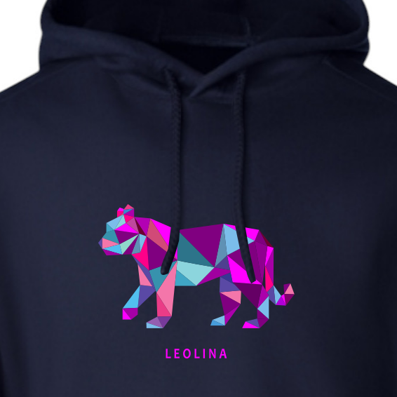 Purple Pattern Bear Hoodie - Navy Blue