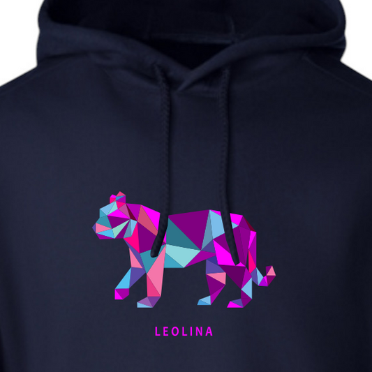 Purple Pattern Bear Hoodie - Navy Blue