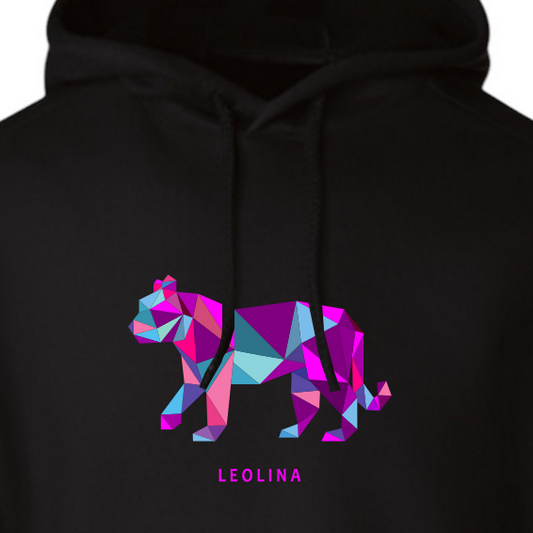Purple Pattern Bear Hoodie - Black