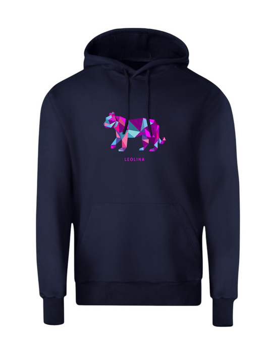 Purple Pattern Bear Hoodie - Navy Blue